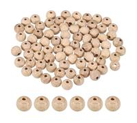 sourcing map 100 Pcs 12mm Wood Beads, Pure Natural Round Wooden Beads Unfinished Wood Loose Spacer Beads for Jewelry Making DIY Crafts Garland Macrame Home Decoration