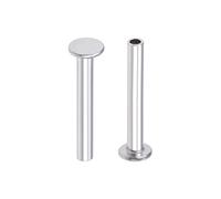 sourcing map 100 Pcs 2mm x 14mm Aluminum Flat Head Semi-Tubular Rivets Silver Tone