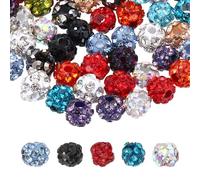 sourcing map 100 Pcs 4mm Rhinestone Beads for Jewelry Making, Bling Disco Bead Sparkle Diamond Clay Bead for Necklace Bracelet Christmas, Multicolor