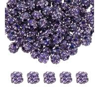 sourcing map 100 Pcs 4mm Rhinestone Beads for Jewelry Making, Bling Disco Bead Sparkle Diamond Clay Bead for Necklace Bracelet Christmas, Lotus Purple