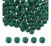 sourcing map 100 Pcs 4mm Rhinestone Beads for Jewelry Making, Bling Disco Bead Sparkle Diamond Clay Bead for Necklace Bracelet Christmas, Dark Green