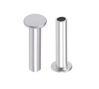 sourcing map 100 Pcs 4mm x 18mm Aluminum Flat Head Semi-Tubular Rivets Silver Tone