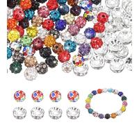 sourcing map 100 Pcs 6mm Rhinestone & Spacer Beads for Jewelry Making, Sparkle Disco Ball Design Crystal Clay Assorted Gems Bulk for Pens Bracelet Necklace Earring DIY Crafting, Mixed Color