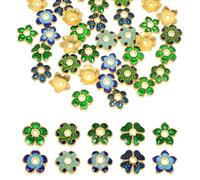 sourcing map 100 Pcs 8mm Flower Beads Caps, Alloy Little Floral Bead End Spacers Kit Jewelry Making Supplies Charm 5 Styles for DIY Bracelet Earring Necklace Hair Pin Accessory (Green/Blue)