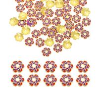 sourcing map 100 Pcs 8x2 mm Flower Beads Caps, Enamel Little Floral Bead End Spacers Jewelry Making Supplies Charm for DIY Bracelet Earring Necklace Hair Pin Accessory (Purple/Rose Red)