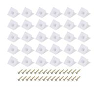 sourcing map 100 Pcs 90 Degree Plastic Corner Braces, 14x15x10mm Shelf Right Angle Brackets with Screws for Cabinets, Cupboards, White