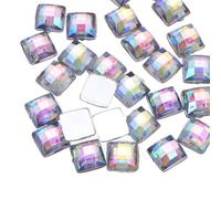 sourcing map 100 Pcs Acrylic Flat Back Rhinestones 8mm Square Artificial Gemstone for Crafts Face Painting Costume Jewelry Making Pale White