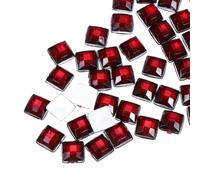 sourcing map 100 Pcs Acrylic Flat Back Rhinestones 8mm Square Artificial Gemstone for Crafts Face Painting Costume Jewelry Making Wine Red