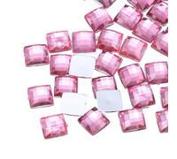 sourcing map 100 Pcs Acrylic Flat Back Rhinestones 8mm Square Artificial Gemstone for Crafts Face Painting Costume Jewelry Making Red Pink