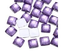 sourcing map 100 Pcs Acrylic Flat Back Rhinestones 8mm Square Artificial Gemstone for Crafts Face Painting Costume Jewelry Making Pale Purple