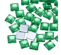 sourcing map 100 Pcs Acrylic Flat Back Rhinestones 8mm Square Artificial Gemstone for Crafts Face Painting Costume Jewelry Making Pale Green