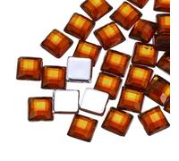 sourcing map 100 Pcs Acrylic Flat Back Rhinestones 8mm Square Artificial Gemstone for Crafts Face Painting Costume Jewelry Making Brown