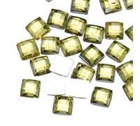 sourcing map 100 Pcs Acrylic Flat Back Rhinestones 8mm Square Artificial Gemstone for Crafts Face Painting Costume Jewelry Making Light Yellow