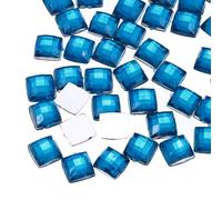sourcing map 100 Pcs Acrylic Flat Back Rhinestones 8mm Square Artificial Gemstone for Crafts Face Painting Costume Jewelry Making Pale Blue