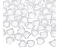 sourcing map 100 Pcs Acrylic Heart Rhinestone, 12mm Crystal Gems Rhinestone Plastic Gems Jewelry Stickers for Craft Bead Face Painting Costume Jewelry Making, Clear