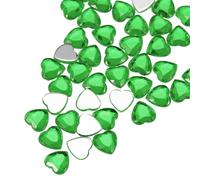 sourcing map 100 Pcs Acrylic Heart Rhinestone 8mm Flat Back Plastic Gems Jewelry Stickers for Craft Bead Face Painting Costume Jewelry Making, Deep Green