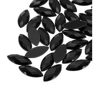 sourcing map 100 Pcs Acrylic Horse Eye Gems, Black Rhinestones 20x9mm Flat Back Gems Flat Back Crystal Rhinestones Bulk Gems for Crafting Rhinestones for Clothes Crafting Bedazzling Nails