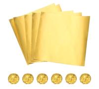 sourcing map 100 Pcs Aluminum Foil Candy Wrappers, 4 x 4 Inch Square Chocolate Wrappers, Glossy Texture Packaging Wrapping Papers for Caramel Candies Decoration, Golden