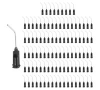 sourcing map 100 Pcs Blunt Tip Dispensing Needles, 19 Gauge Stainless Steel 45 Degrees Bent Dispensing Tips with Luer Lock 1" End Angled Blunt Dispenser Needle, Black