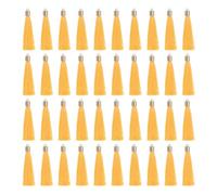 sourcing map 100 Pcs Bookmark Tassels with Gold Cap, 2.4" Polyester Silky Tassels Handmade Soft Tassel with Loop for Keychain Jewelry Making Graduation DIY Crafts, Yellow