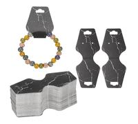 sourcing map 100 PCS Bracelet Display Cards, Jewelry Display Cards Marble Paper Bracelet Packaging Cards for Selling Jewelry, Necklace, Earrings, Keychain Hair Band (Black)