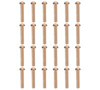 sourcing map 100 Pcs Copper Solid Rivets, 0.08"x0.47" Half Round Head Rivet Metal Fasteners for Electrical Applications, Leather DIY Craft Supplies (M2x12)