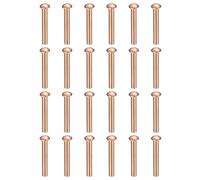 sourcing map 100 Pcs Copper Solid Rivets, 0.12"x0.79" Half Round Head Rivet Metal Fasteners for Electrical Applications, Leather DIY Craft Supplies (M3x20)