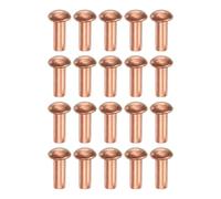 sourcing map 100 Pcs Copper Solid Rivets, 0.16"x0.39" Half Round Head Rivet Metal Fasteners for Electrical Applications, Leather DIY Craft Supplies (M4x10)