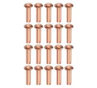 sourcing map 100 Pcs Copper Solid Rivets, 0.16"x0.47" Half Round Head Rivet Metal Fasteners for Electrical Applications, Leather DIY Craft Supplies (M4x12)