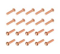 sourcing map 100 Pcs Copper Solid Rivets, 1/8" x 15/32" Round Head Rivet Metal Fasteners Metal Stud Fasteners for Electrical Applications Copper Finish, Copper Tone