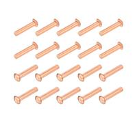 sourcing map 100 Pcs Copper Solid Rivets, 1/8" x 35/64" Round Head Rivet Metal Fasteners Metal Stud Fasteners for Electrical Applications Copper Finish, Copper Tone