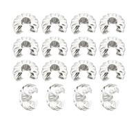 sourcing map 100 Pcs Crimp Bead Covers, 3mm/0.12" Half Round Open Crimp Beads Knot Cover, Metal Small Loose Beads End Tip Caps for Craft DIY, Silver