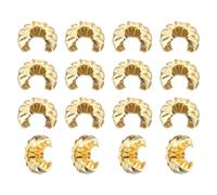 sourcing map 100 Pcs Crimp Bead Covers, 4mm/0.16" Half Round Open Crimp Beads Knot Cover, Metal Small Loose Beads End Tip Caps for Craft DIY, Gold