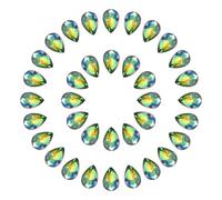 sourcing map 100 Pcs Crystal AB Pointed Back Rhinestones, 7x10mm Teardrop Faceted Glass Gems for Phone Case DIY Crafts Jewelry Making Clothing Decoration, Green-Yellow