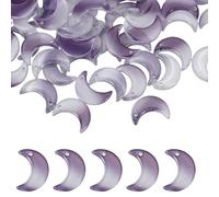 sourcing map 100 Pcs Crystal Charm, Glass Moon Crystal Beads Tiny Hanging Moon Pendant with Gold Foil for Jewelry Making Bracelet Necklace Earring DIY Craft, Gradient Gray