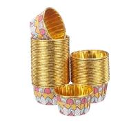 sourcing map 100 Pcs Cupcake Baking Liners 3.5 oz Foil Cupcake Liners Gold Little Baking Cups Bohemian Style for Birthday Party Wedding Festival, Dark Pink/Yellow