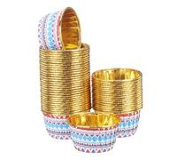 sourcing map 100 Pcs Cupcake Baking Liners 3.5 oz Foil Cupcake Liners Gold Little Baking Cups Bohemian Style for Birthday Party Wedding Festival, Blue/Dark Purple