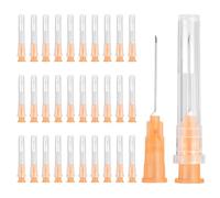 sourcing map 100 Pcs Dispensing Needle 25 Gauge 20 mm, Luer Lock Lab Dispensing Needle, Stainless Steel Tips for Laboratory Industrial Dispensing Refilling Inks Liquid Glue, (Orange)
