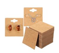 sourcing map 100 Pcs Earring Display Cards, 2" Ring Display Cards with 6 Holes Jewelry Paper Bracelet Packaging Cards for Selling Small Business Jewelry Making Keychain, Brown