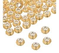 sourcing map 100 Pcs European Large Hole Beads 14mm Bulk Large Hole Spacer Beads Acrylic Craft Spacer Charm for Pens DIY Necklace Bracelet Jewelry Making, Deep Champagne