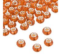 sourcing map 100 Pcs European Large Hole Beads 14mm Bulk Large Hole Spacer Beads Acrylic Craft Spacer Charm for Pens DIY Necklace Bracelet Jewelry Making, Deep Orange