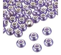sourcing map 100 Pcs European Large Hole Beads 14mm Bulk Large Hole Spacer Beads Craft Spacer Charm for Pens DIY Necklace Bracelet Jewelry Making, Light Purple