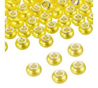 sourcing map 100 Pcs European Large Hole Beads 14mm Bulk Large Hole Spacer Beads Craft Spacer Charm for Pens DIY Necklace Bracelet Jewelry Making, Yellow