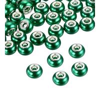 sourcing map 100 Pcs European Large Hole Beads 14mm Bulk Large Hole Spacer Beads Craft Spacer Charm for Pens DIY Necklace Bracelet Jewelry Making, Green