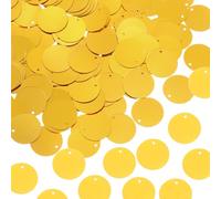 sourcing map 100 Pcs Flat Round Sequins 25mm/1 Inch Loose Paillettes Craft Sewing Sequins with Single Side Hole for DIY Embroidery Clothing Jewelry Making, Dark Gold