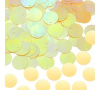 sourcing map 100 Pcs Flat Round Sequins 30mm/1.2 Inch Loose Paillettes Craft Sewing Sequins with Single Side Hole for DIY Embroidery Clothing Jewelry Making, AB Yellow
