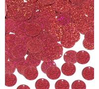 sourcing map 100 Pcs Flat Round Sequins 30mm/1.2 Inch Loose Paillettes Craft Sewing Sequins with Single Side Hole for DIY Embroidery Clothing Jewelry Making, Laser Red
