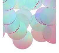 sourcing map 100 Pcs Flat Round Sequins 40mm/1.6 Inch Loose Paillettes Craft Sewing Sequins with Single Side Hole for DIY Embroidery Clothing Jewelry Making, AB Rose