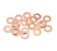 sourcing map 100 Pcs Flat Washers, M6 x 12 x 1mm Copper Sealing Washers, Metric Sealing Ring Gasket (T3 Copper, Annealing Process)