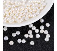 sourcing map 100 Pcs Freshwater Pearl Beads, 6-7mm Irregular Loose Gemstone Pearls 0.8mm Side Hole for Leather Cord Beading Jewelry Making DIY Craft, White